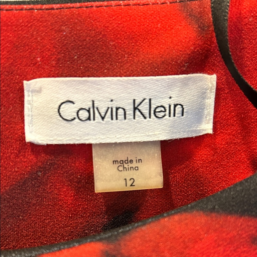 Calvin Klein Black Dress with Red Floral Design - Picture 2 of 4